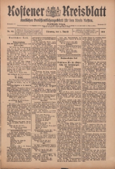 Kostener Kreisblatt: amtliches Veröffentlichungsblatt für den Kreis Kosten 1916.08.01 Jg.51 Nr92