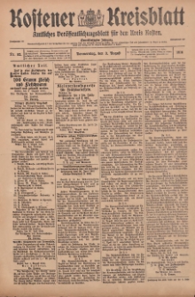 Kostener Kreisblatt: amtliches Veröffentlichungsblatt für den Kreis Kosten 1916.08.03 Jg.51 Nr93