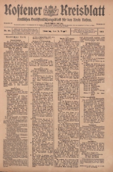 Kostener Kreisblatt: amtliches Veröffentlichungsblatt für den Kreis Kosten 1916.08.15 Jg.51 Nr98