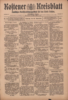 Kostener Kreisblatt: amtliches Ver&ouml;ffentlichungsblatt f&uuml;r den Kreis Kosten 1916.09.02 Jg.51 Nr110