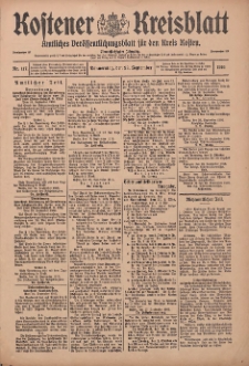 Kostener Kreisblatt: amtliches Ver&ouml;ffentlichungsblatt f&uuml;r den Kreis Kosten 1916.09.28 Jg.51 Nr117