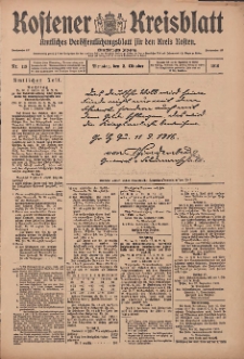 Kostener Kreisblatt: amtliches Ver&ouml;ffentlichungsblatt f&uuml;r den Kreis Kosten 1916.10.03 Jg.51 Nr119