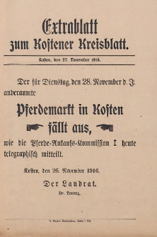 Extrablatt zum Kostener Kreisblatt 1916.11.27