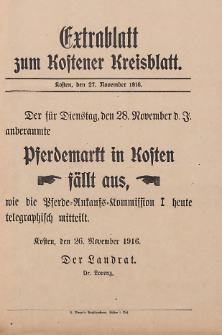 Extrablatt zum Kostener Kreisblatt 1916.11.27