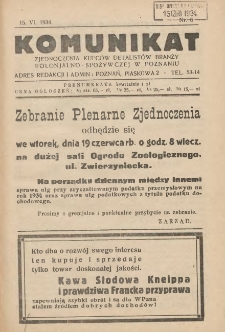 Komunikat Zjednoczenia Kupców Detalistów Branży Kolonjalno-Spożywczej w Poznaniu 1934.06.15 Nr6