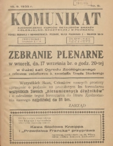Komunikat Zjednoczenia Kupców Detalistów Branży Kolonjalno-Spożywczej w Poznaniu 1935.09.15 Nr9