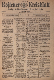 Kostener Kreisblatt: amtliches Ver&ouml;ffentlichungsblatt f&uuml;r den Kreis Kosten 1917.01.02 Jg.52 Nr1