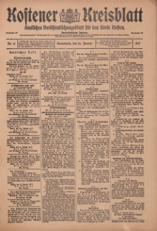 Kostener Kreisblatt: amtliches Veröffentlichungsblatt für den Kreis Kosten 1917.01.13 Jg.52 Nr6