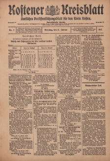 Kostener Kreisblatt: amtliches Veröffentlichungsblatt für den Kreis Kosten 1917.01.16 Jg.52 Nr7