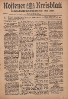 Kostener Kreisblatt: amtliches Veröffentlichungsblatt für den Kreis Kosten 1917.01.20 Jg.52 Nr9