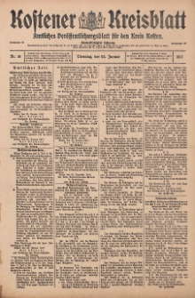 Kostener Kreisblatt: amtliches Veröffentlichungsblatt für den Kreis Kosten 1917.01.23 Jg.52 Nr10
