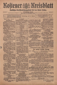 Kostener Kreisblatt: amtliches Veröffentlichungsblatt für den Kreis Kosten 1917.01.25 Jg.52 Nr11