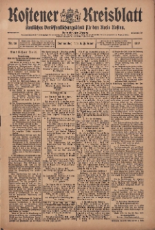 Kostener Kreisblatt: amtliches Veröffentlichungsblatt für den Kreis Kosten 1917.02.15 Jg.52 Nr20