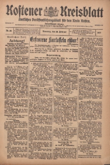 Kostener Kreisblatt: amtliches Veröffentlichungsblatt für den Kreis Kosten 1917.02.20 Jg.52 Nr22