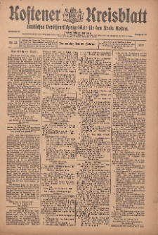 Kostener Kreisblatt: amtliches Ver&ouml;ffentlichungsblatt f&uuml;r den Kreis Kosten 1917.02.22 Jg.52 Nr23