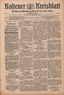 Kostener Kreisblatt: amtliches Ver&ouml;ffentlichungsblatt f&uuml;r den Kreis Kosten 1917.02.24 Jg.52 Nr24