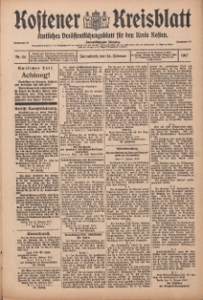 Kostener Kreisblatt: amtliches Veröffentlichungsblatt für den Kreis Kosten 1917.02.24 Jg.52 Nr24