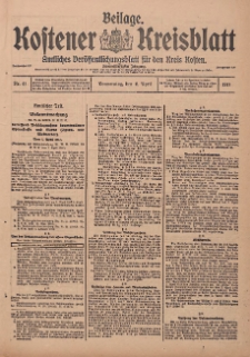 Kostener Kreisblatt: amtliches Ver&ouml;ffentlichungsblatt f&uuml;r den Kreis Kosten 1917.04.05 Jg.52 Nr41: Beilage