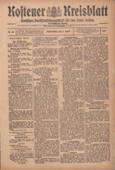 Kostener Kreisblatt: amtliches Ver&ouml;ffentlichungsblatt f&uuml;r den Kreis Kosten 1917.04.07 Jg.52 Nr42