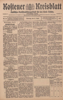 Kostener Kreisblatt: amtliches Veröffentlichungsblatt für den Kreis Kosten 1917.04.17 Jg.52 Nr46