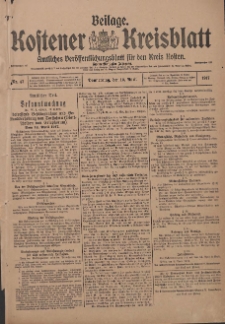 Kostener Kreisblatt: amtliches Ver&ouml;ffentlichungsblatt f&uuml;r den Kreis Kosten 1917.04.19 Jg.52 Nr47: Beilage