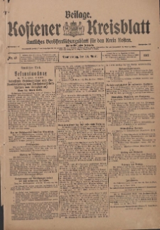 Kostener Kreisblatt: amtliches Veröffentlichungsblatt für den Kreis Kosten 1917.04.19 Jg.52 Nr47: Beilage