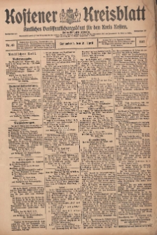 Kostener Kreisblatt: amtliches Ver&ouml;ffentlichungsblatt f&uuml;r den Kreis Kosten 1917.04.21 Jg.52 Nr48