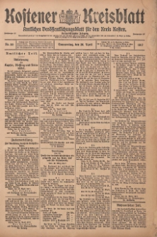Kostener Kreisblatt: amtliches Veröffentlichungsblatt für den Kreis Kosten 1917.04.26 Jg.52 Nr50