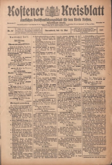 Kostener Kreisblatt: amtliches Veröffentlichungsblatt für den Kreis Kosten 1917.05.12 Jg.52 Nr57