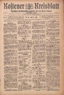 Kostener Kreisblatt: amtliches Veröffentlichungsblatt für den Kreis Kosten 1917.05.15 Jg.52 Nr58