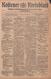 Kostener Kreisblatt: amtliches Veröffentlichungsblatt für den Kreis Kosten 1917.05.29 Jg.52 Nr64
