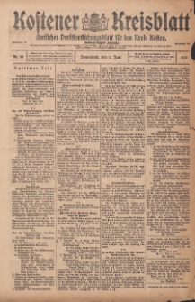 Kostener Kreisblatt: amtliches Ver&ouml;ffentlichungsblatt f&uuml;r den Kreis Kosten 1917.06.09 Jg.52 Nr69