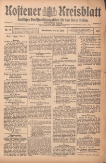 Kostener Kreisblatt: amtliches Veröffentlichungsblatt für den Kreis Kosten 1917.06.16 Jg.52 Nr72