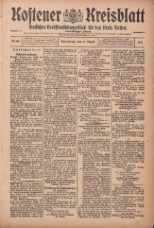 Kostener Kreisblatt: amtliches Veröffentlichungsblatt für den Kreis Kosten 1917.08.09 Jg.52 Nr95