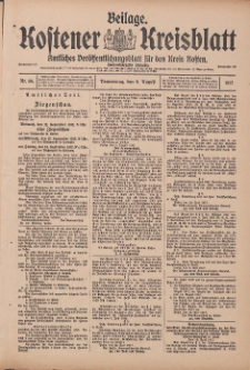 Kostener Kreisblatt: amtliches Veröffentlichungsblatt für den Kreis Kosten 1917.08.09 Jg.52 Nr95: Beilage