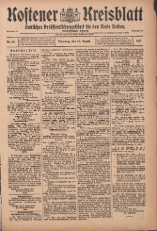 Kostener Kreisblatt: amtliches Veröffentlichungsblatt für den Kreis Kosten 1917.08.14 Jg.52 Nr97
