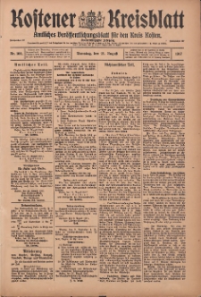Kostener Kreisblatt: amtliches Veröffentlichungsblatt für den Kreis Kosten 1917.08.21 Jg.52 Nr100