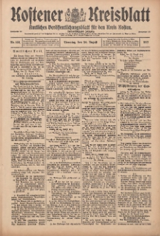 Kostener Kreisblatt: amtliches Veröffentlichungsblatt für den Kreis Kosten 1917.08.28 Jg.52 Nr103