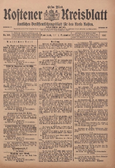 Kostener Kreisblatt: amtliches Veröffentlichungsblatt für den Kreis Kosten 1917.09.01 Jg.52 Nr105