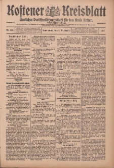 Kostener Kreisblatt: amtliches Ver&ouml;ffentlichungsblatt f&uuml;r den Kreis Kosten 1917.09.08 Jg.52 Nr108