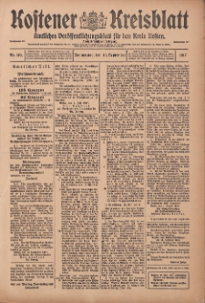 Kostener Kreisblatt: amtliches Ver&ouml;ffentlichungsblatt f&uuml;r den Kreis Kosten 1917.09.13 Jg.52 Nr110