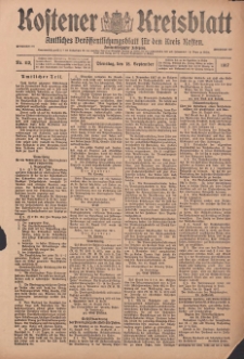 Kostener Kreisblatt: amtliches Veröffentlichungsblatt für den Kreis Kosten 1917.09.18 Jg.52 Nr112