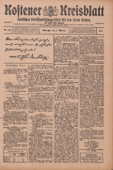 Kostener Kreisblatt: amtliches Veröffentlichungsblatt für den Kreis Kosten 1917.10.02 Jg.52 Nr118