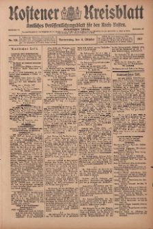 Kostener Kreisblatt: amtliches Veröffentlichungsblatt für den Kreis Kosten 1917.10.04 Jg.52 Nr119