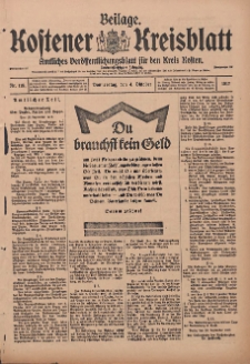 Kostener Kreisblatt: amtliches Veröffentlichungsblatt für den Kreis Kosten 1917.10.04 Jg.52 Nr119: Beilage