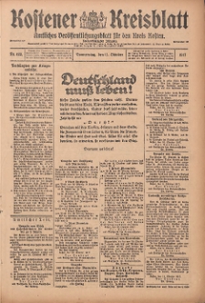 Kostener Kreisblatt: amtliches Veröffentlichungsblatt für den Kreis Kosten 1917.10.11 Jg.52 Nr122