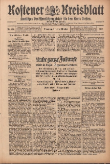 Kostener Kreisblatt: amtliches Ver&ouml;ffentlichungsblatt f&uuml;r den Kreis Kosten 1917.10.16 Jg.52 Nr124