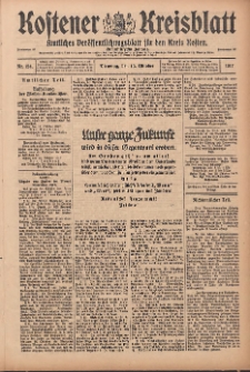Kostener Kreisblatt: amtliches Veröffentlichungsblatt für den Kreis Kosten 1917.10.16 Jg.52 Nr124