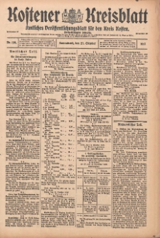Kostener Kreisblatt: amtliches Ver&ouml;ffentlichungsblatt f&uuml;r den Kreis Kosten 1917.10.27 Jg.52 Nr129