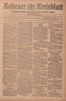 Kostener Kreisblatt: amtliches Veröffentlichungsblatt für den Kreis Kosten 1917.11.24 Jg.52 Nr141